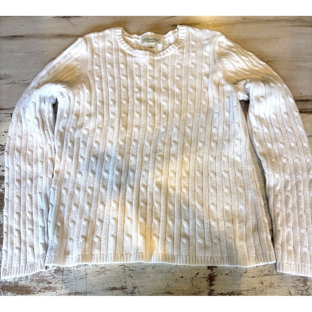 St. John's Bay chunky cables cotton sweater cozy fall womens'‎ size large preppy